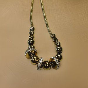 Gold DIY Beaded Three Rings Zircon Necklace